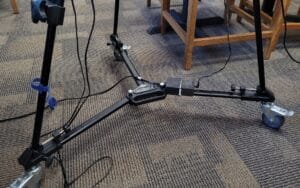 Wheels attachment for tripod close up